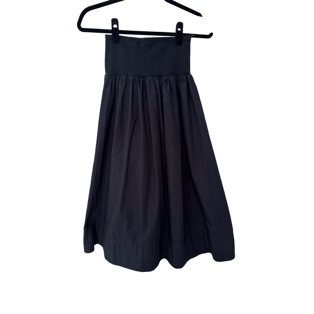 Free People Cooler In Capri Black Midi Skirt XS Drop Waist Cotton Poplin - Picture 3 of 8